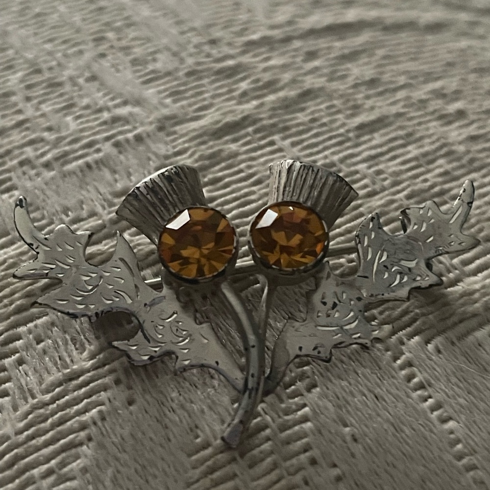 Ward Brothers Sterling Scottish thistle broods with citrine